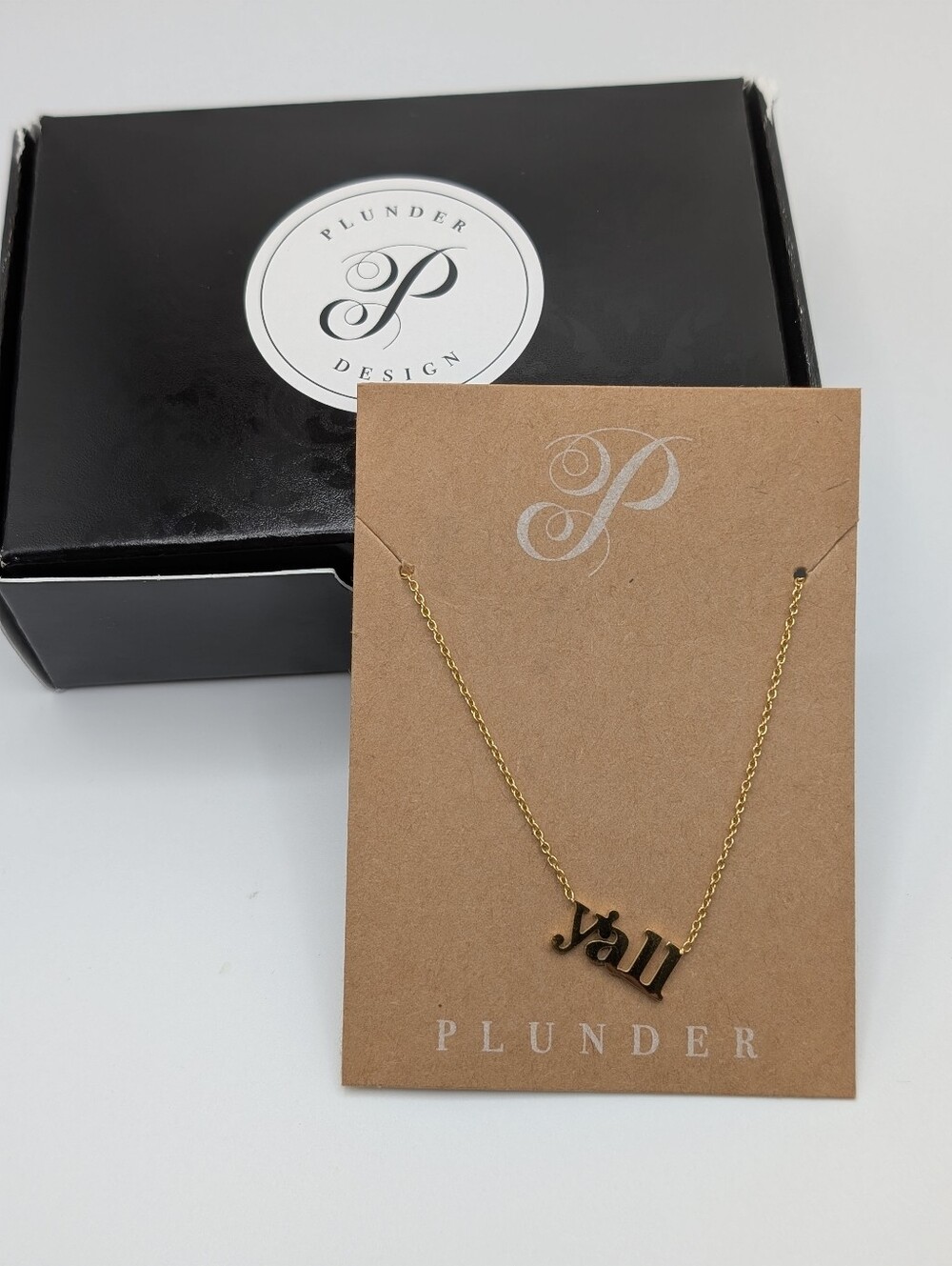 Plunder Gold Y'ALL Pendant Necklace New In Box!